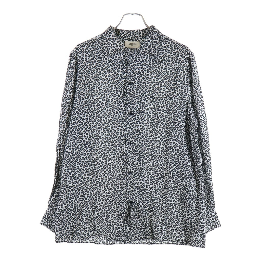 CELINE(セリーヌ) 20SS ハワイアンルーズ レオパードプリント 長袖シャツ ホワイト/ブラック 2C268900H