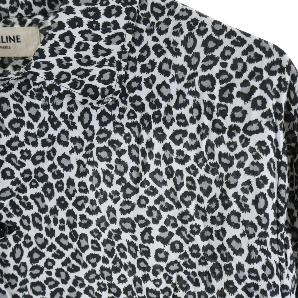 CELINE(セリーヌ) 20SS ハワイアンルーズ レオパードプリント 長袖シャツ ホワイト/ブラック 2C268900H