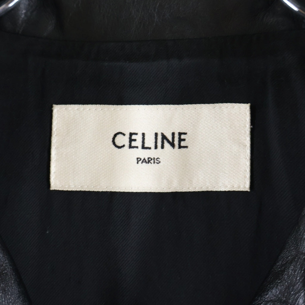 CELINE(セリーヌ) 19SS CLASSIC BIKER IN CALFSKIN クラシック バイカー ダブルカーフスキンライダース ジャケット ブラック 2E058297D