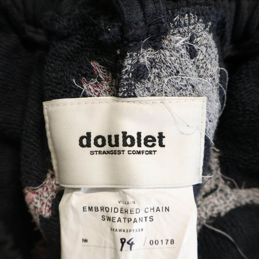 doublet(ダブレット) 25AW EMBROIDERED CHAIN SWEATPANTS エンブロイダリーチェーンスウェットパンツ グレー 25AW43PT328