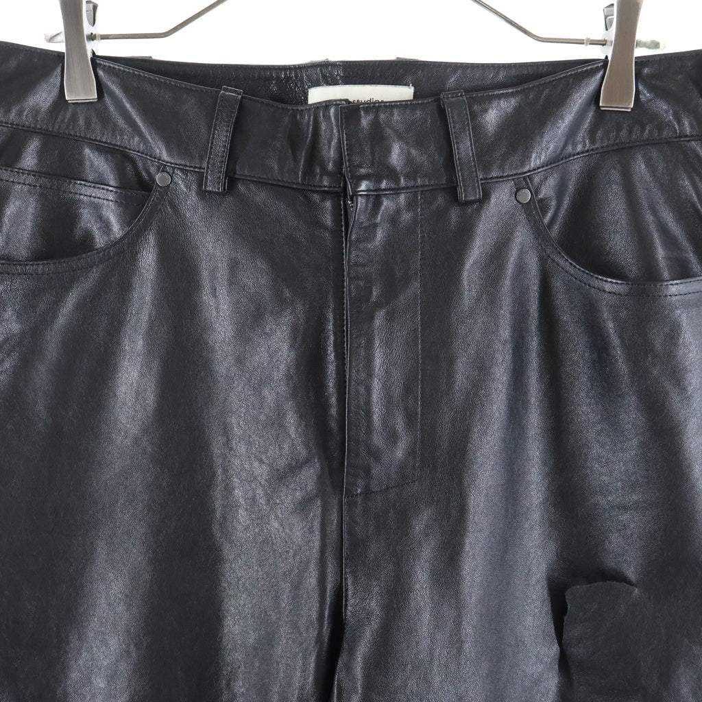 entire studios(エンタイア スタジオ) 25AW LEATHER STRAIGHT LEG PANT レザーストレートパンツ ブラック ESU-S25-13007-BL