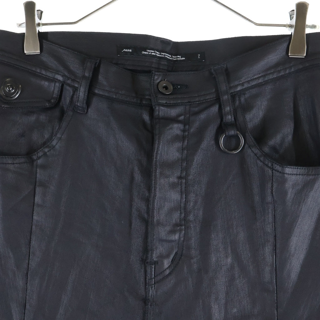 JULIUS(ユリウス) 26SS 10oz COATED STRETCH DENIM PANTS コーティングストレッチフレアデニムパンツ ブラック 937PAM6
