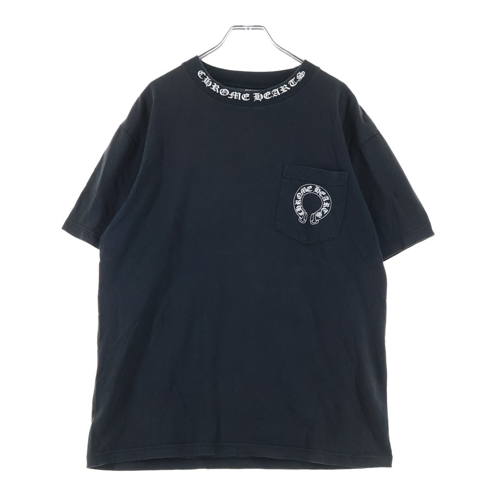 CHROME HEARTS(クロムハーツ) OLD S/S オールド ネックロゴバックフローラルクロスプリント クルーネック半袖Tシャツカットソー ブラック