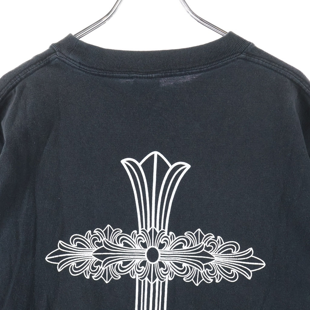CHROME HEARTS(クロムハーツ) OLD S/S オールド ネックロゴバックフローラルクロスプリント クルーネック半袖Tシャツカットソー ブラック