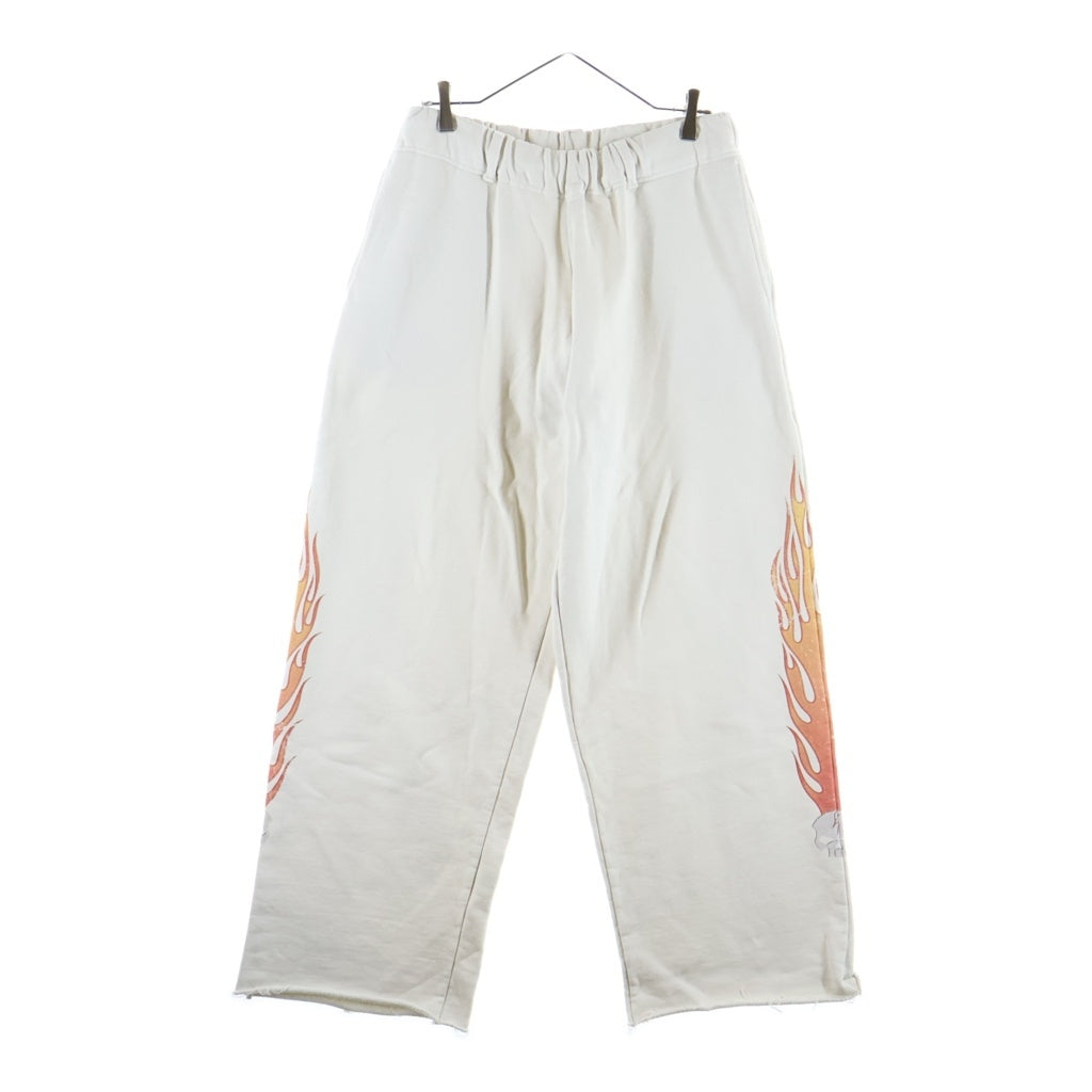 KAMIYA(カミヤ) 25AW SKULL FLAME DISTRESSED SWEAT PANTS スカルフレイム ディストレスドスウェットパンツ アイボリー G15PT076