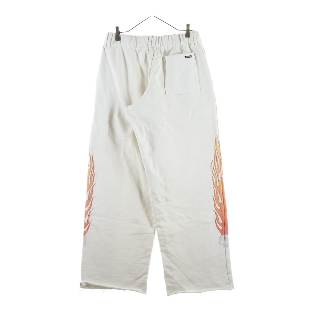 KAMIYA(カミヤ) 25AW SKULL FLAME DISTRESSED SWEAT PANTS スカルフレイム ディストレスドスウェットパンツ アイボリー G15PT076