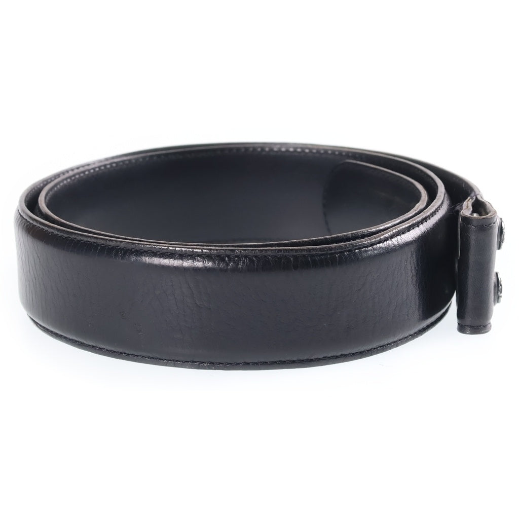CHROME HEARTS(クロムハーツ) 1.5 STRAP 1.5inchフローラルレーベルリベッツ レザーベルト ブラック