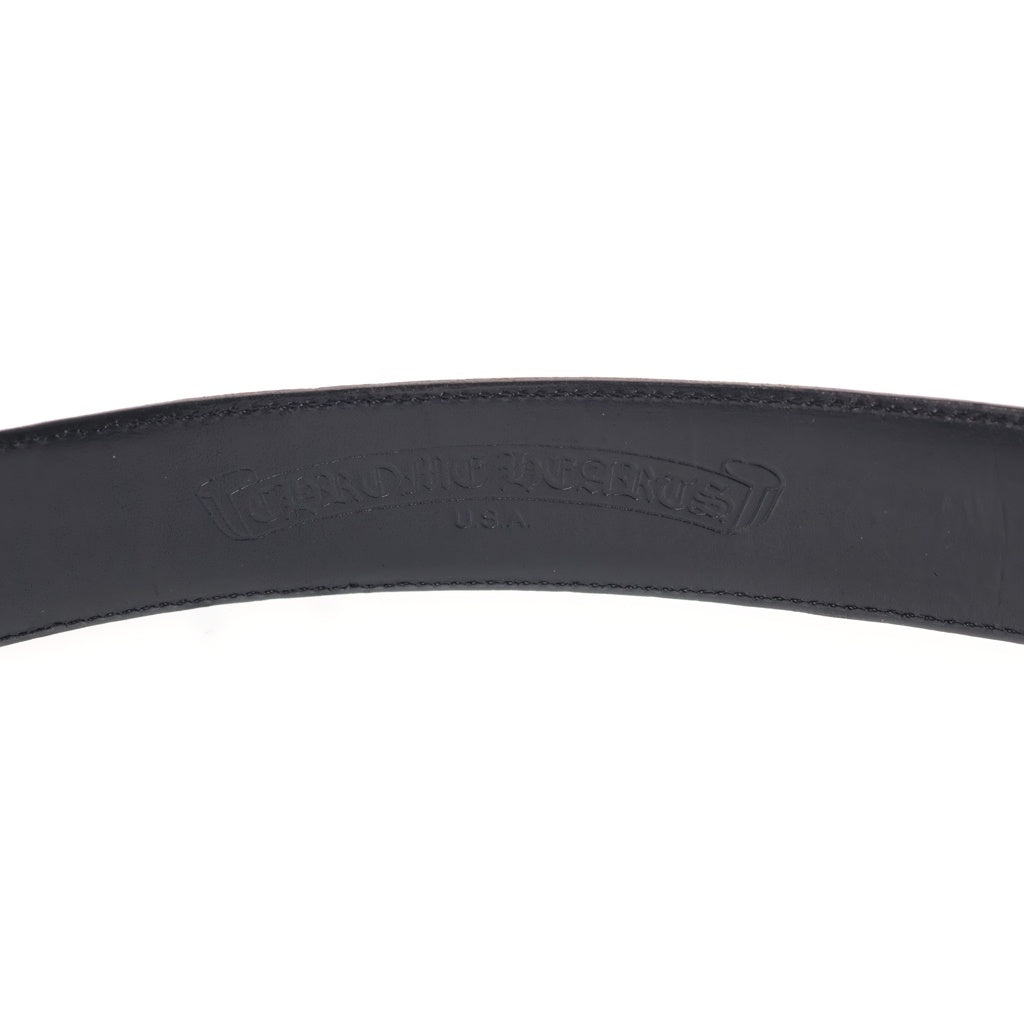 CHROME HEARTS(クロムハーツ) 1.5 STRAP 1.5inchフローラルレーベルリベッツ レザーベルト ブラック