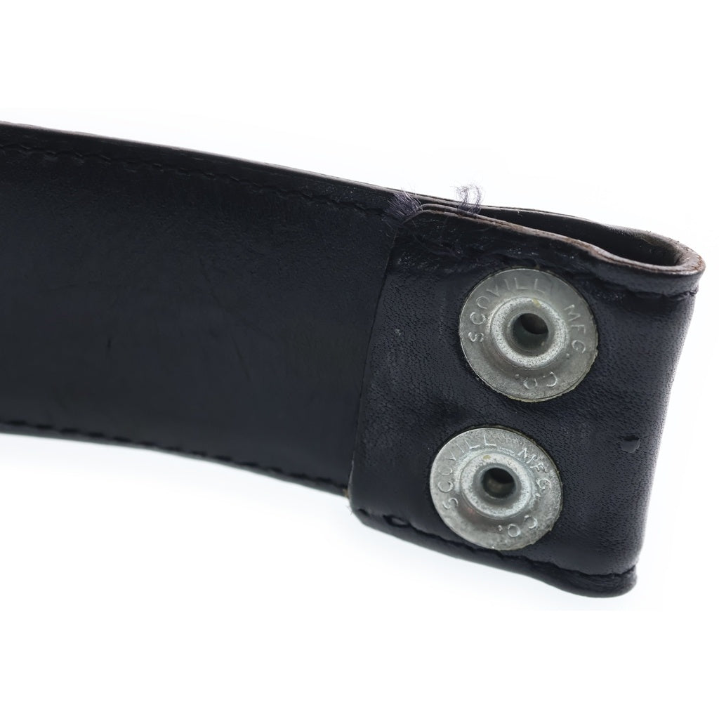 CHROME HEARTS(クロムハーツ) 1.5 STRAP 1.5inchフローラルレーベルリベッツ レザーベルト ブラック
