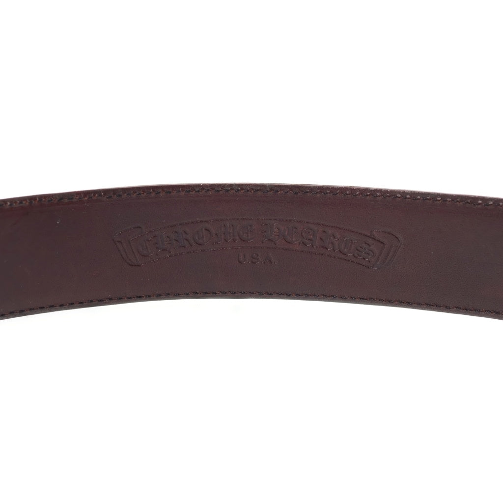 CHROME HEARTS(クロムハーツ) 1.5 STRAP 1.5inchフローラルクロスルリベッツ レザーベルト ブラウン