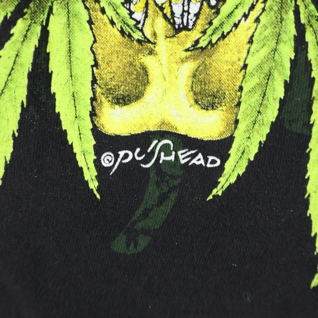 VINTAGE(ヴィンテージ) DR DRE PUSHEAD IN BUD WE TRUST GEM ドクタードレ パスヘッド プリント 半袖Tシャツカットソー ブラック