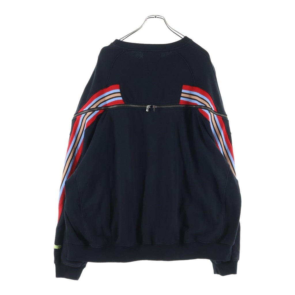 FACETASM(ファセッタズム) ZIPPER RIB SWEAT 袖ジップ クルーネックスウェットトレーナー ブラック KR-SW-U04