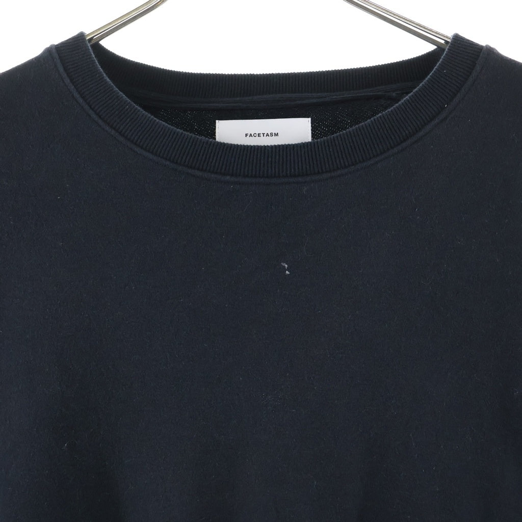 FACETASM(ファセッタズム) ZIPPER RIB SWEAT 袖ジップ クルーネックスウェットトレーナー ブラック KR-SW-U04