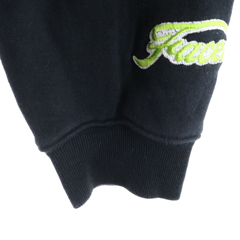 FACETASM(ファセッタズム) ZIPPER RIB SWEAT 袖ジップ クルーネックスウェットトレーナー ブラック KR-SW-U04