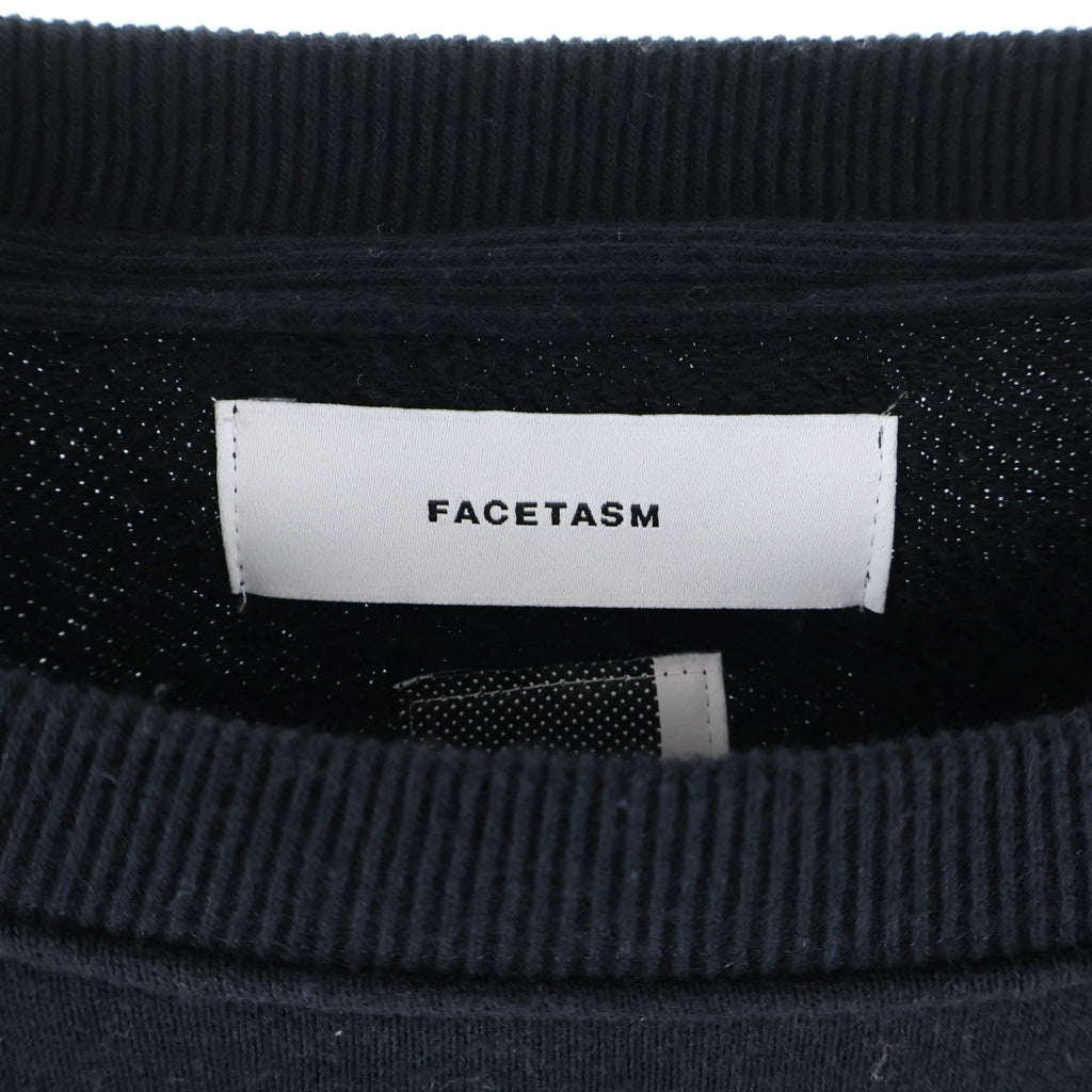 FACETASM(ファセッタズム) ZIPPER RIB SWEAT 袖ジップ クルーネックスウェットトレーナー ブラック KR-SW-U04