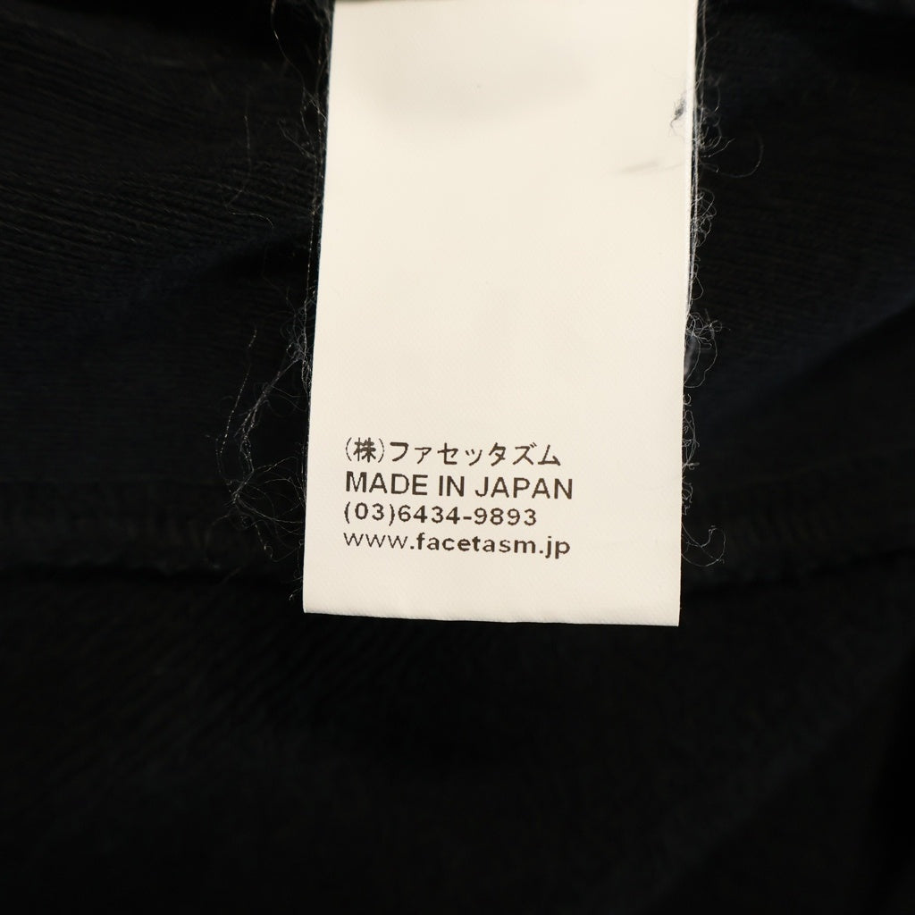 FACETASM(ファセッタズム) ZIPPER RIB SWEAT 袖ジップ クルーネックスウェットトレーナー ブラック KR-SW-U04