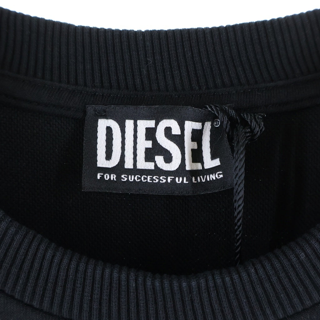 DIESEL(ディーゼル) フロント ラインストーンロゴ 半袖Tシャツカットソー ブラック T-JUST-XMAS A17182