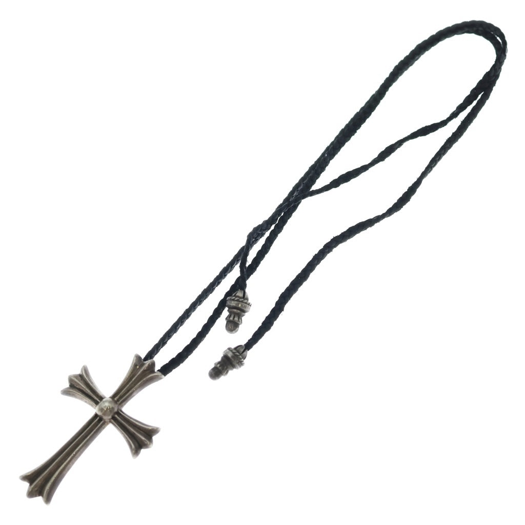CHROME HEARTS(クロムハーツ) CH CRS LG BC ラージCHクロスペンダント Wボロチップ レザーブレイドネックレス シルバー