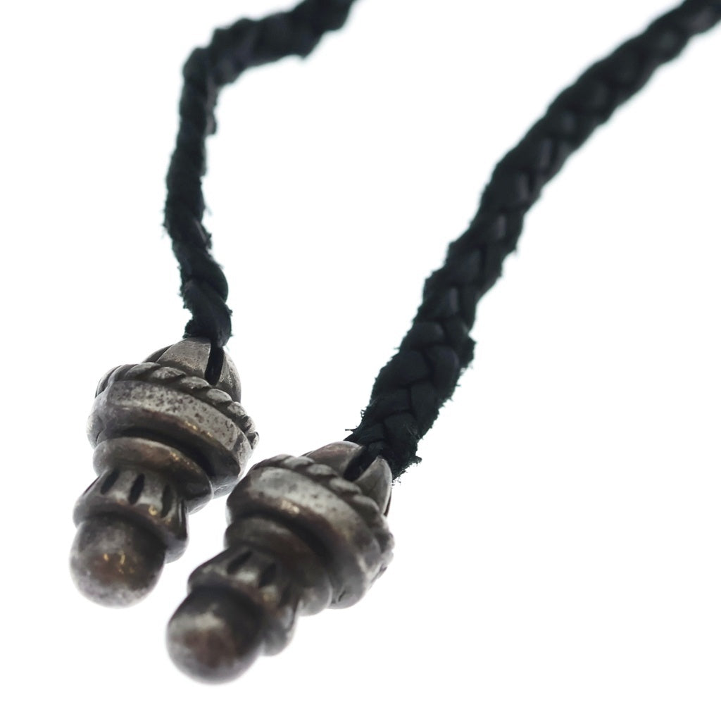 CHROME HEARTS(クロムハーツ) CH CRS LG BC ラージCHクロスペンダント Wボロチップ レザーブレイドネックレス シルバー
