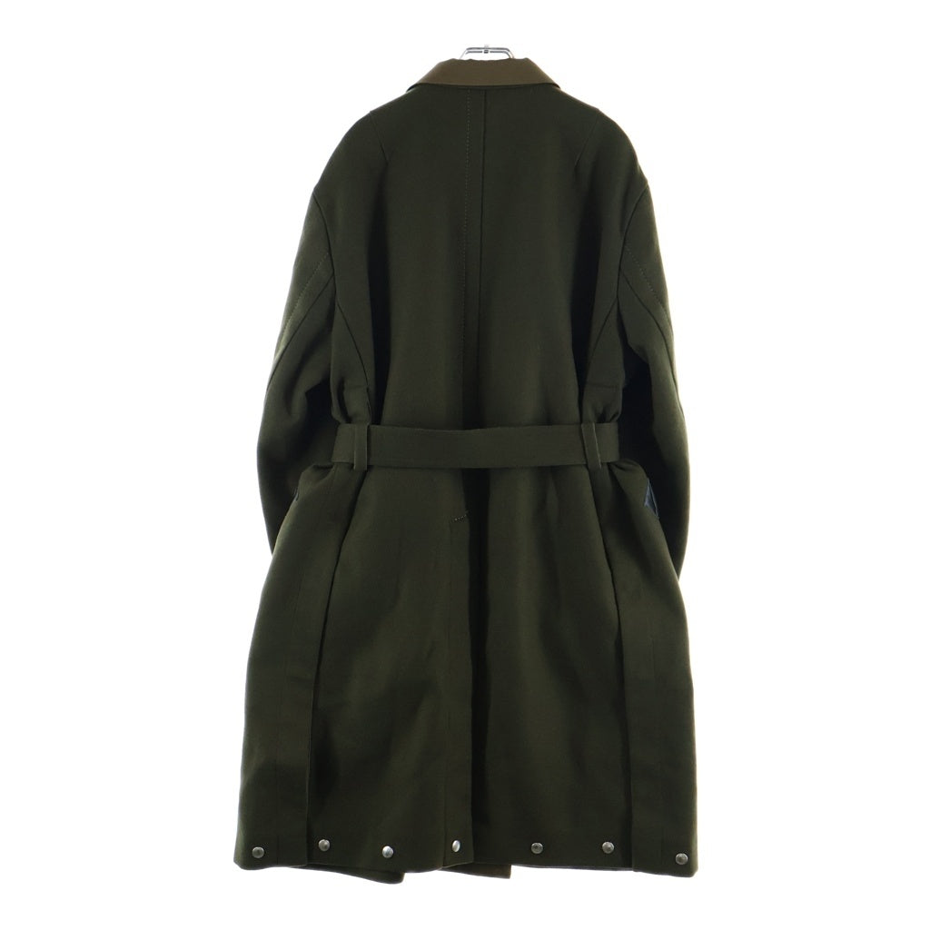 Sacai(サカイ) 22AW WOOL MELTON COAT ウール メルトン ドッキング ベルト付き ロングコート カーキ 22-02883M