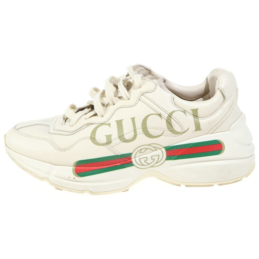 GUCCI(グッチ) ロゴプリント レザーローカットスニーカー アイボリー 528892