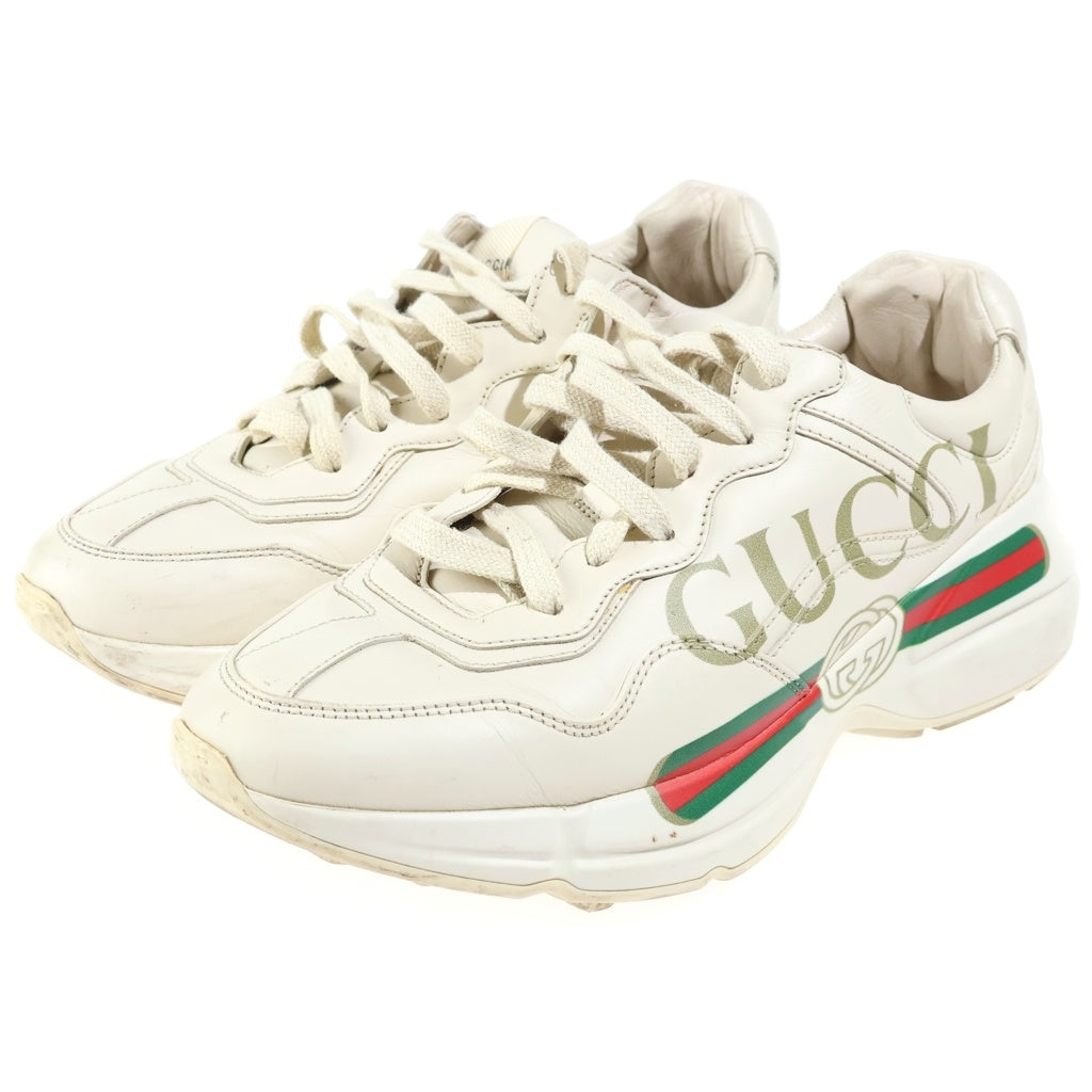 GUCCI(グッチ) ロゴプリント レザーローカットスニーカー アイボリー 528892