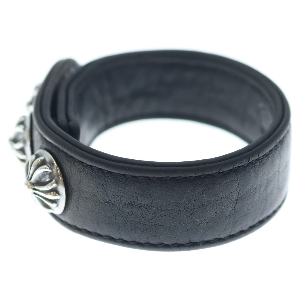 CHROME HEARTS(クロムハーツ) 3BTN 2SNP クロスボール 3ボタン2スナップ レザーブレスレット ブラック/シルバー BCA123