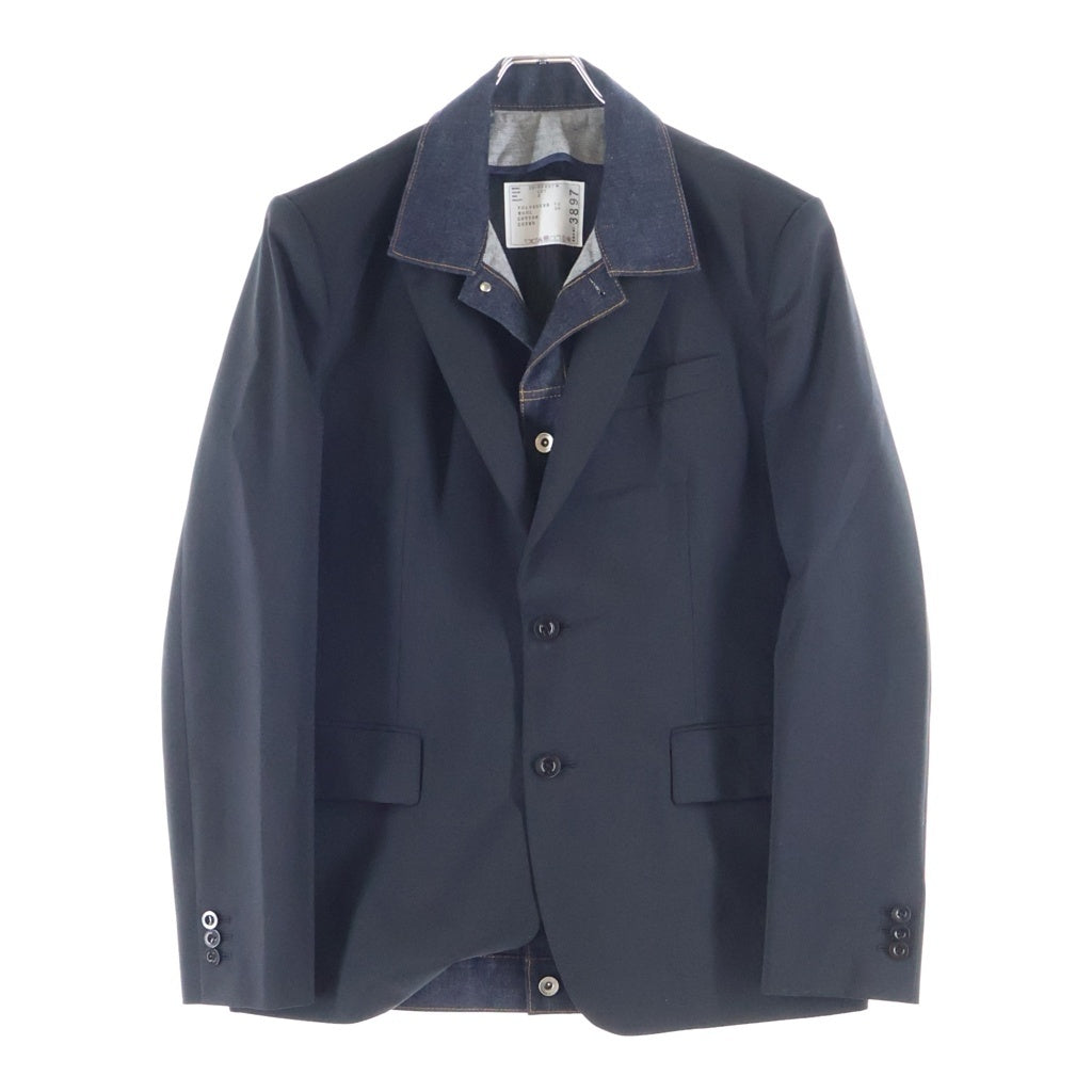 Sacai(サカイ) 26SS SUITING X DENIM JACKET デニムドッキングテーラードジャケット ブラック 26-03897M