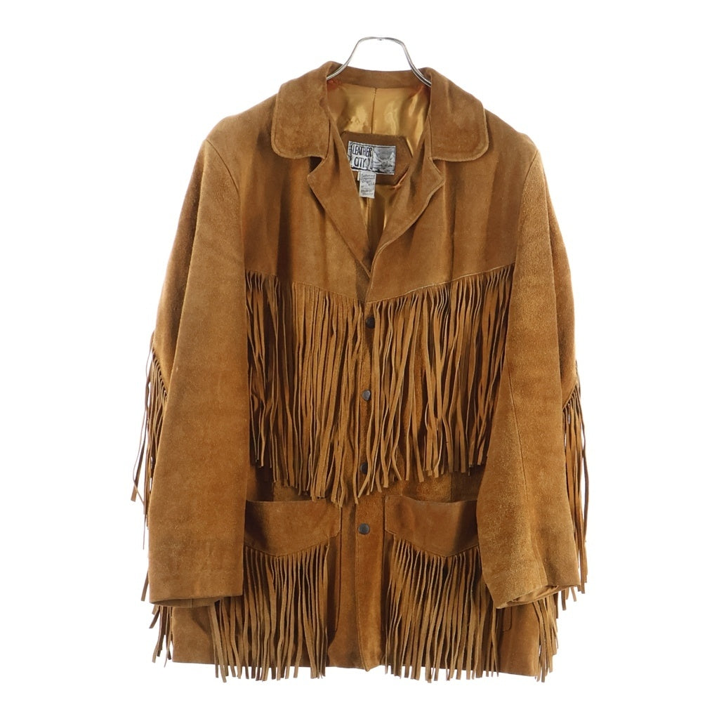 VINTAGE(ヴィンテージ) 70S LEATHER CITY レザーシティー フリンジウエスタンスウェードジャケット ブラウン