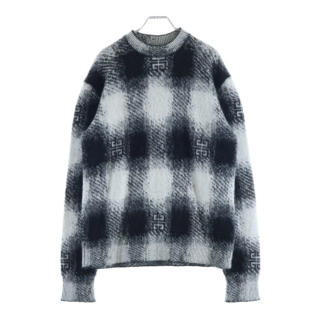 GIVENCHY(ジバンシィ) 23SS 4G Checked Mohair Sweater 4Gモノグラムロゴ ギンガムチェック セーター ブラック/ホワイト BM90M04YD0
