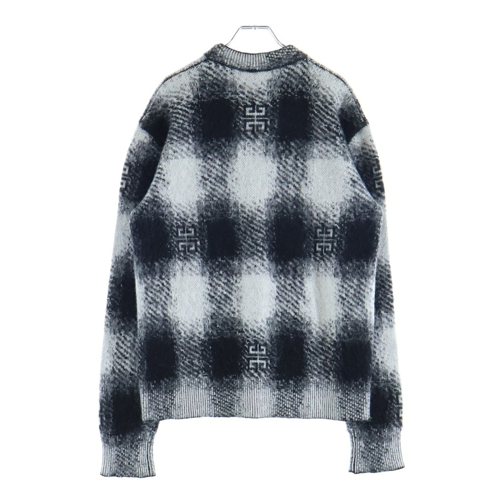 GIVENCHY(ジバンシィ) 23SS 4G Checked Mohair Sweater 4Gモノグラムロゴ ギンガムチェック セーター ブラック/ホワイト BM90M04YD0