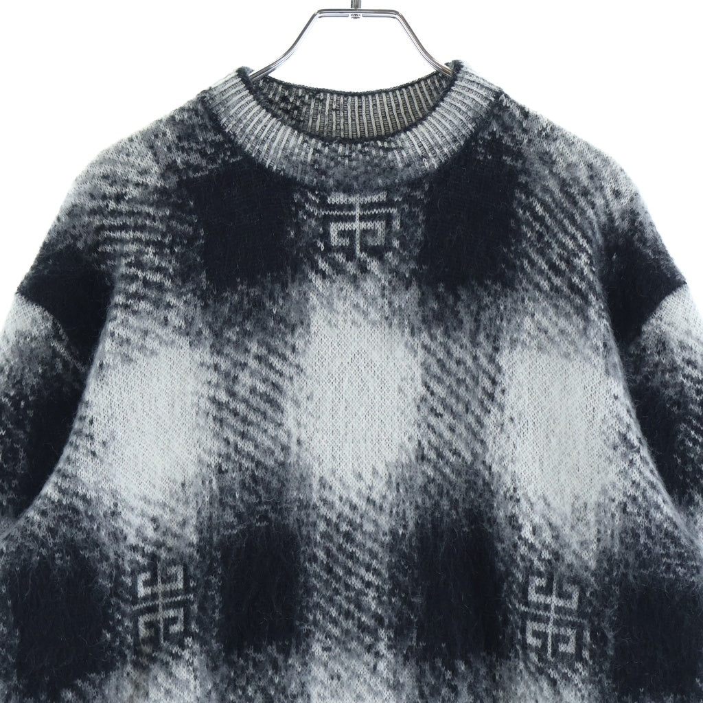 GIVENCHY(ジバンシィ) 23SS 4G Checked Mohair Sweater 4Gモノグラムロゴ ギンガムチェック セーター ブラック/ホワイト BM90M04YD0