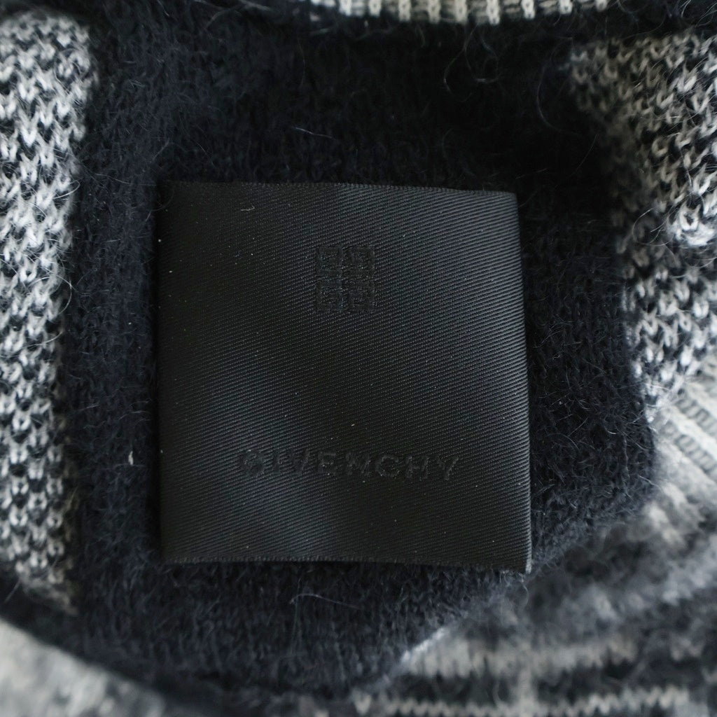 GIVENCHY(ジバンシィ) 23SS 4G Checked Mohair Sweater 4Gモノグラムロゴ ギンガムチェック セーター ブラック/ホワイト BM90M04YD0
