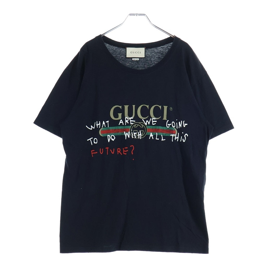 GUCCI(グッチ) フロントロゴプリント 半袖Tシャツカットソー ブラック 493117-X3I14