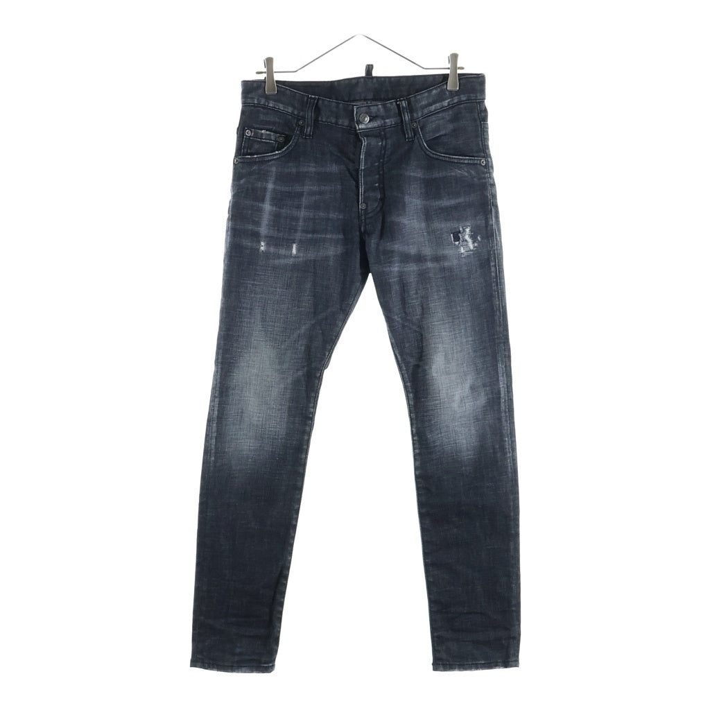 DSQUARED2(ディースクエアード) SKATER JEAN ダメージ加工 ボタンフライ デニムパンツ ブラック S74LB0880