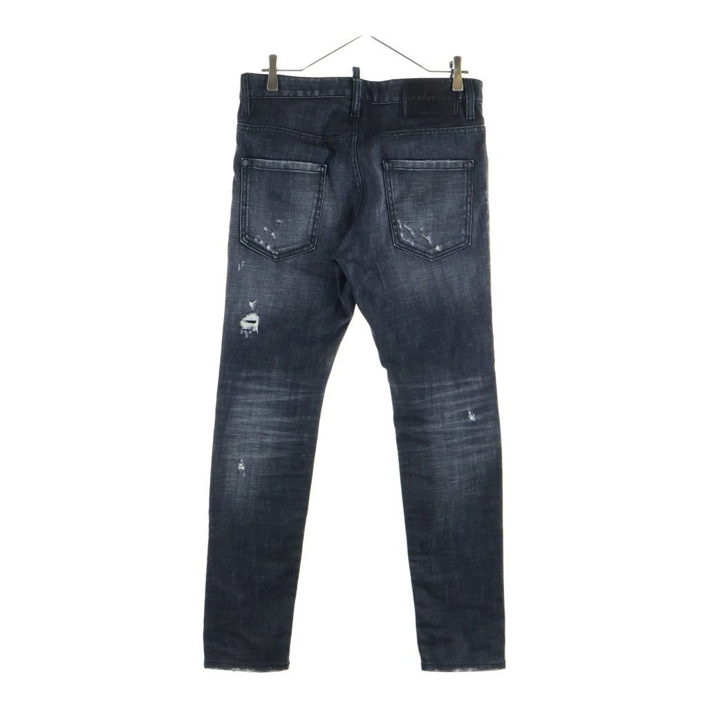 DSQUARED2(ディースクエアード) SKATER JEAN ダメージ加工 ボタンフライ デニムパンツ ブラック S74LB0880
