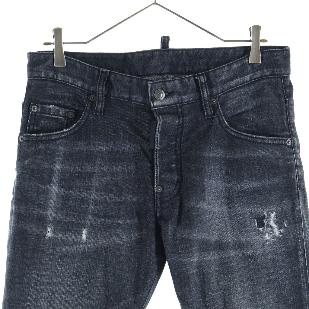 DSQUARED2(ディースクエアード) SKATER JEAN ダメージ加工 ボタンフライ デニムパンツ ブラック S74LB0880