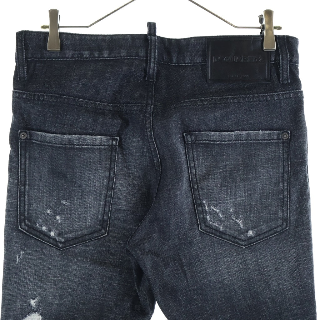 DSQUARED2(ディースクエアード) SKATER JEAN ダメージ加工 ボタンフライ デニムパンツ ブラック S74LB0880
