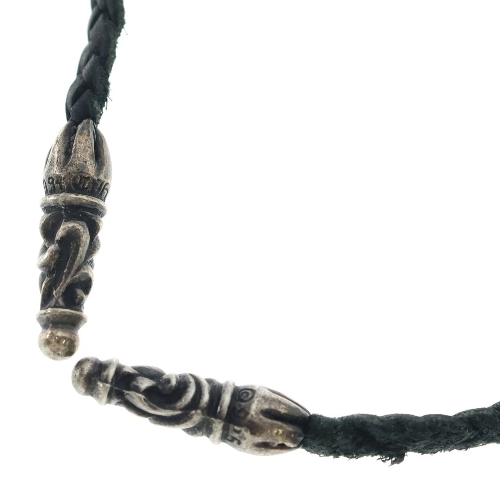 CHROME HEARTS(クロムハーツ) LEATHER BRAID SCROLL ネックレス レザーブレイドネックレス ブラック/シルバー BCA377