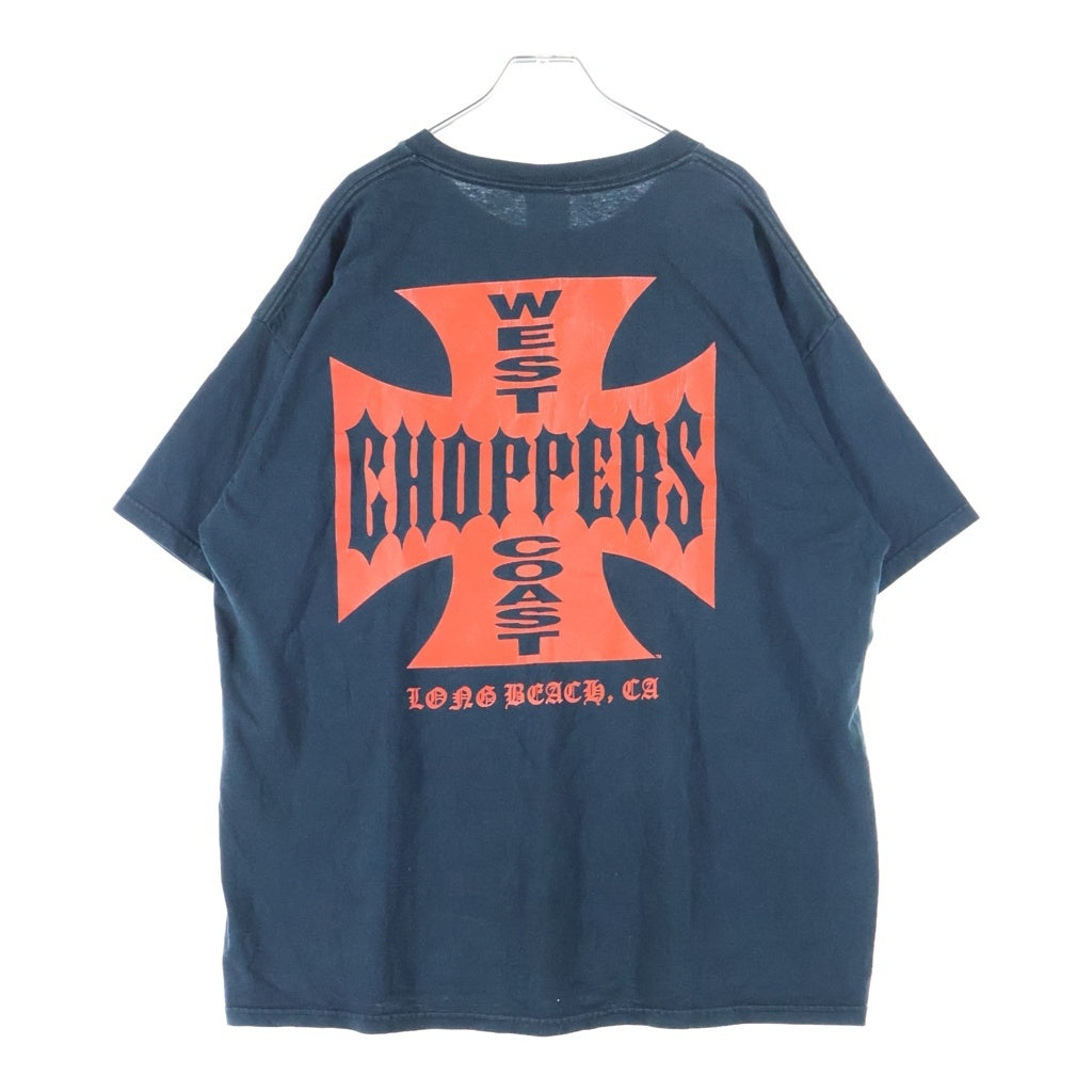 VINTAGE(ヴィンテージ) 90-00s West Coast Choppers Tee ウエストコーストチョッパーズ アイアンクロス 半袖Tシャツ カットソー ネイビー/オレンジ