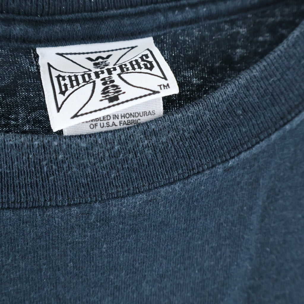 VINTAGE(ヴィンテージ) 90-00s West Coast Choppers Tee ウエストコーストチョッパーズ アイアンクロス 半袖Tシャツ カットソー ネイビー/オレンジ