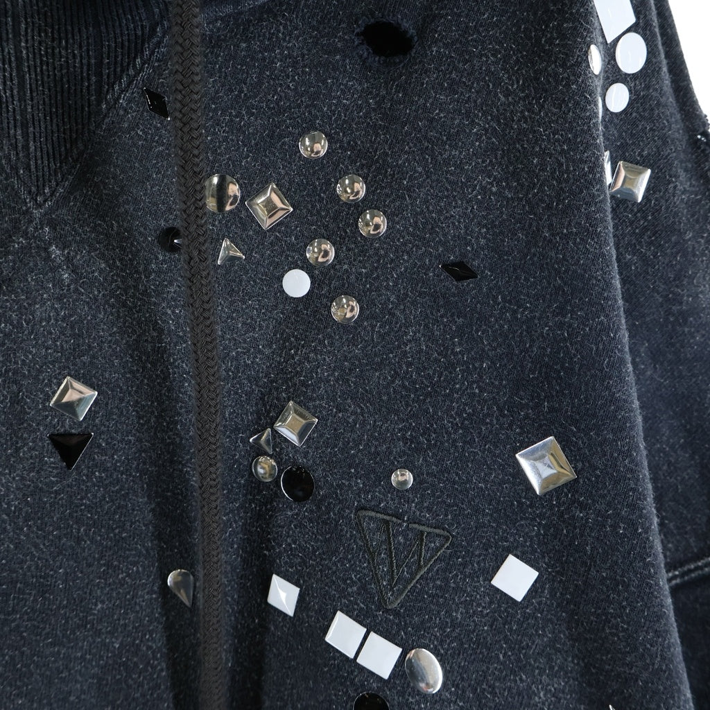 MAISON MIHARAYASUHIRO(メゾンミハラヤスヒロ) EMBELLISHED BLEACHED HOODIE スタッズ ブリーチ プルオーバーパーカー グレー A15HD561