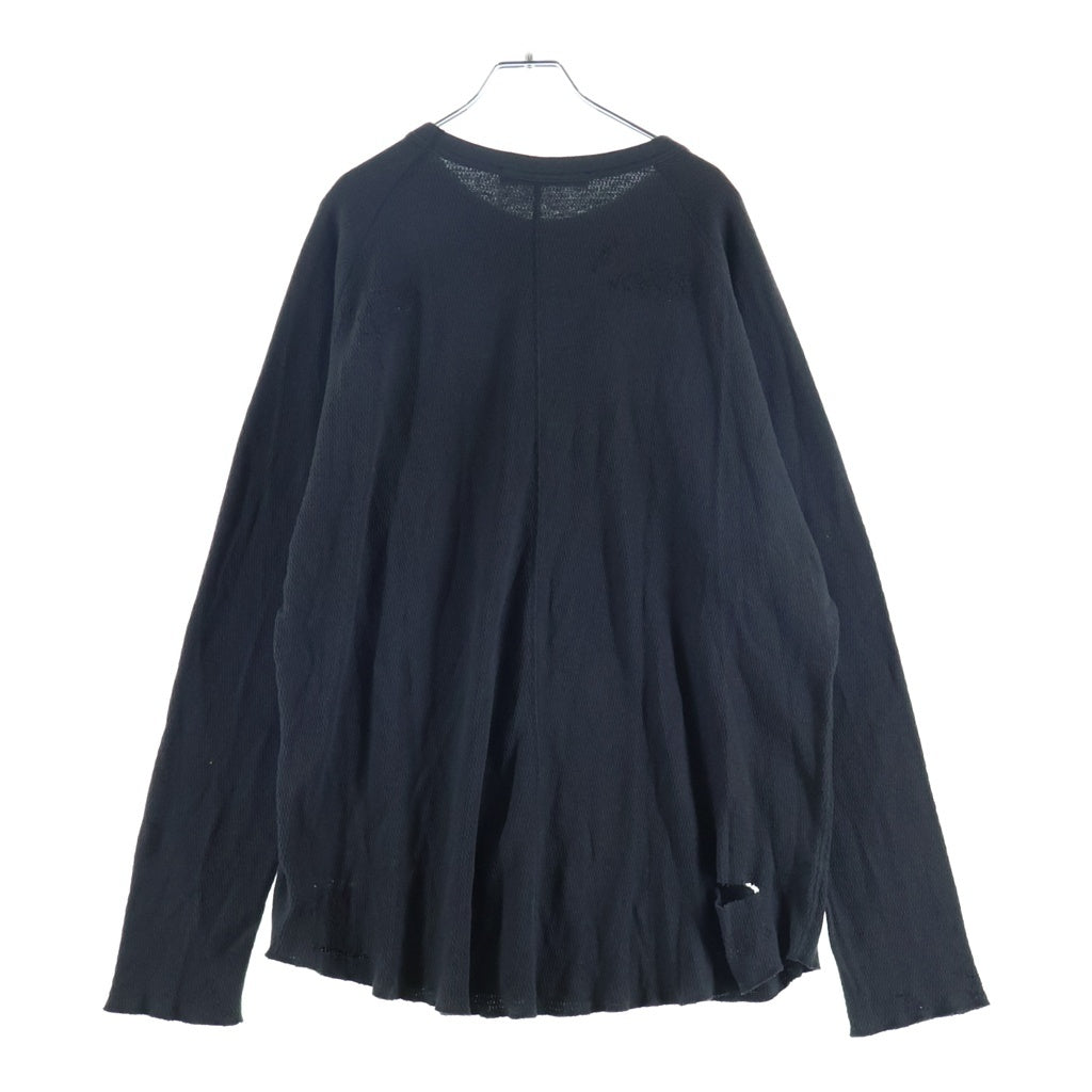 JUN / NAKAYAMA(ジュンナカヤマ) 24AW ダメージ加工 サーマル長袖Tシャツ ブラック JN-FW24-017