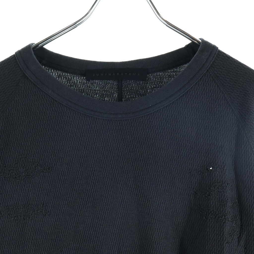 JUN / NAKAYAMA(ジュンナカヤマ) 24AW ダメージ加工 サーマル長袖Tシャツ ブラック JN-FW24-017