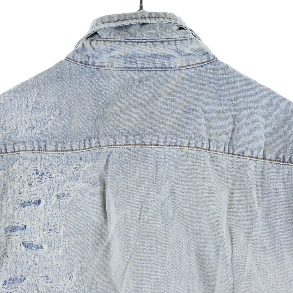 Acne Studios(アクネ ストゥディオズ) 26SS リペア加工 デニム半袖シャツ インディゴ FN-MN-SHIR00978