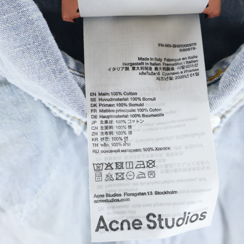 Acne Studios(アクネ ストゥディオズ) 26SS リペア加工 デニム半袖シャツ インディゴ FN-MN-SHIR00978