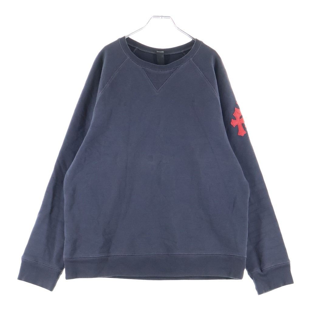CHROME HEARTS(クロムハーツ) GRP Y NOT Crewneck Sweatshirt ワイノット クロスパッチ クルーネックスウェットシャツ ネイビー/レッド