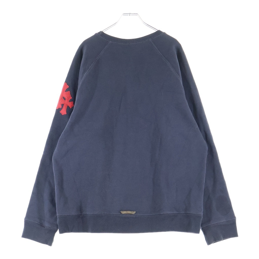 CHROME HEARTS(クロムハーツ) GRP Y NOT Crewneck Sweatshirt ワイノット クロスパッチ クルーネックスウェットシャツ ネイビー/レッド