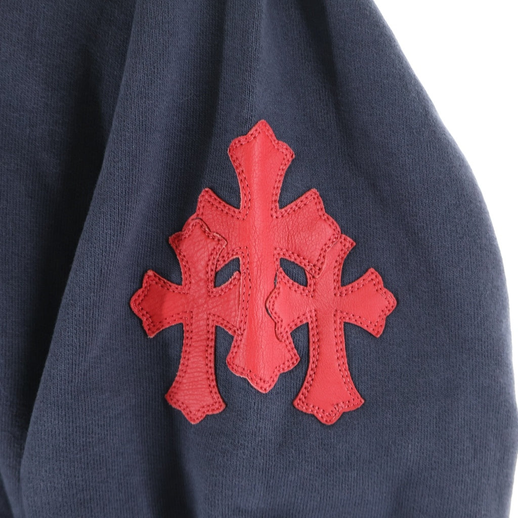 CHROME HEARTS(クロムハーツ) GRP Y NOT Crewneck Sweatshirt ワイノット クロスパッチ クルーネックスウェットシャツ ネイビー/レッド