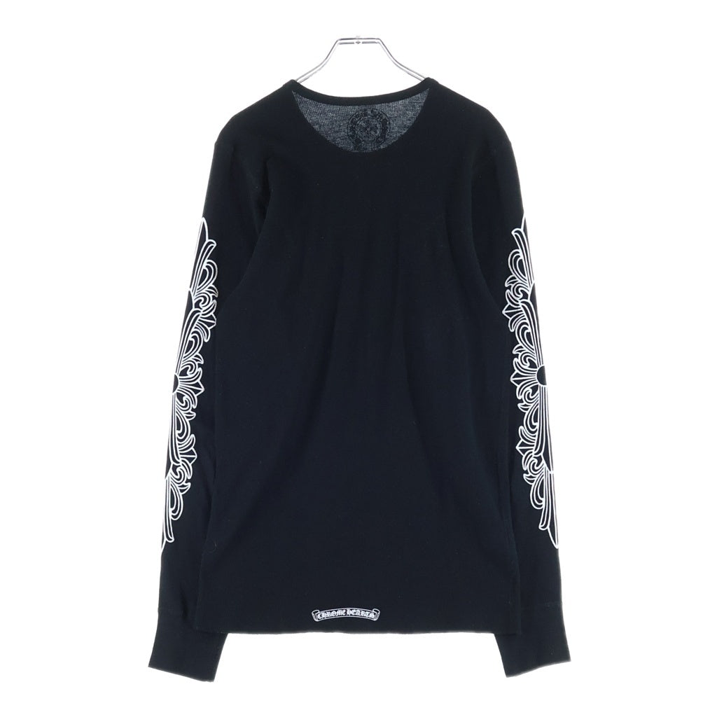CHROME HEARTS(クロムハーツ) Horseshoe Thermal L/S Tee ホースシュー 袖フローラル サーマル長袖Tシャツ ブラック